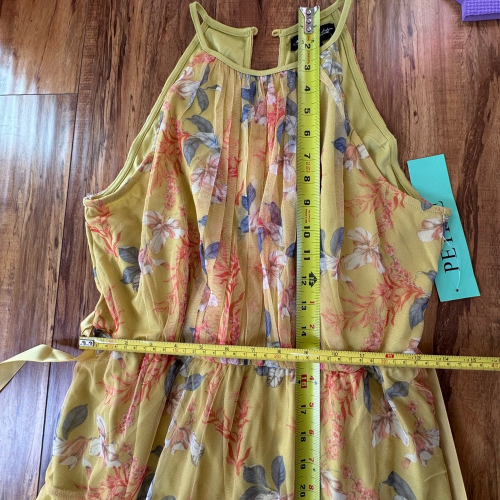 NWT Candalite Petite floral mesh yellow halter maxi dress